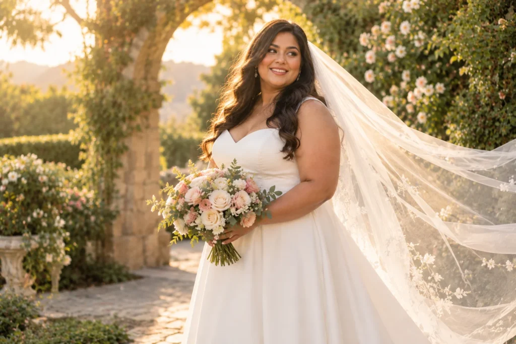 10 Bridal Dress Wedding Ideas for Romantic Bridal Style golden garden bridal portrait