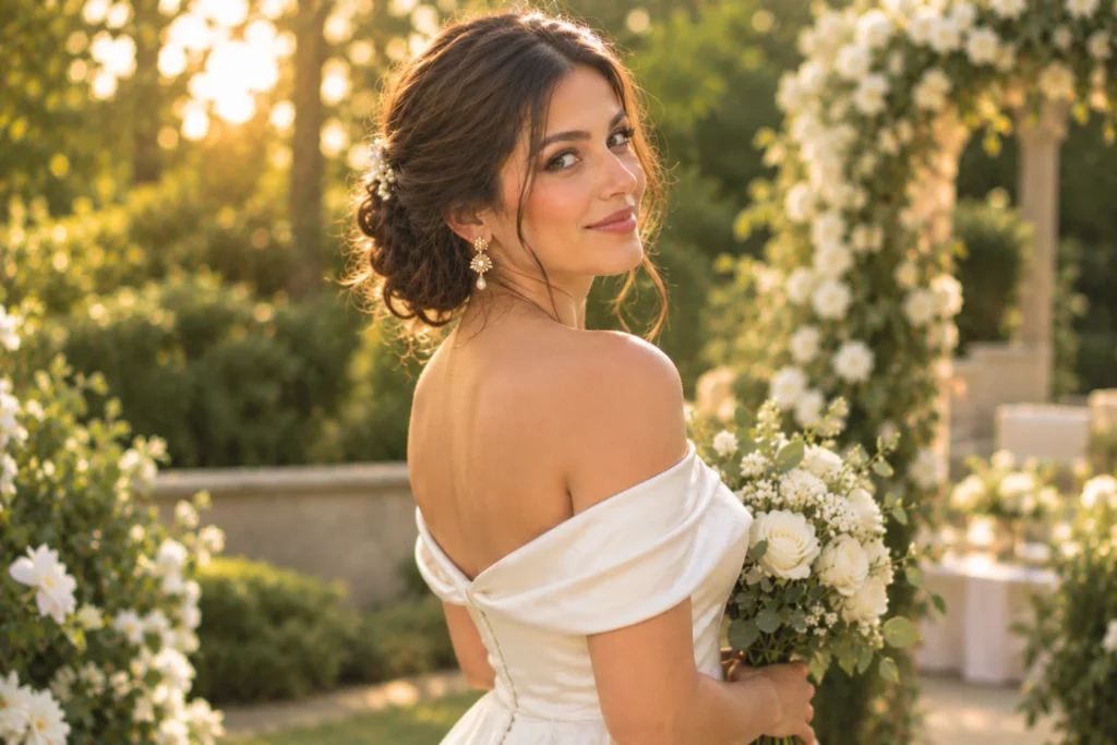 golden hour garden bride