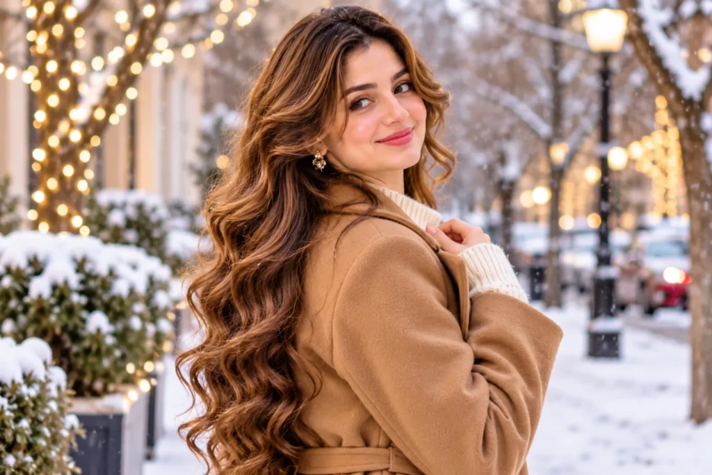 winter glow on a snowy city street