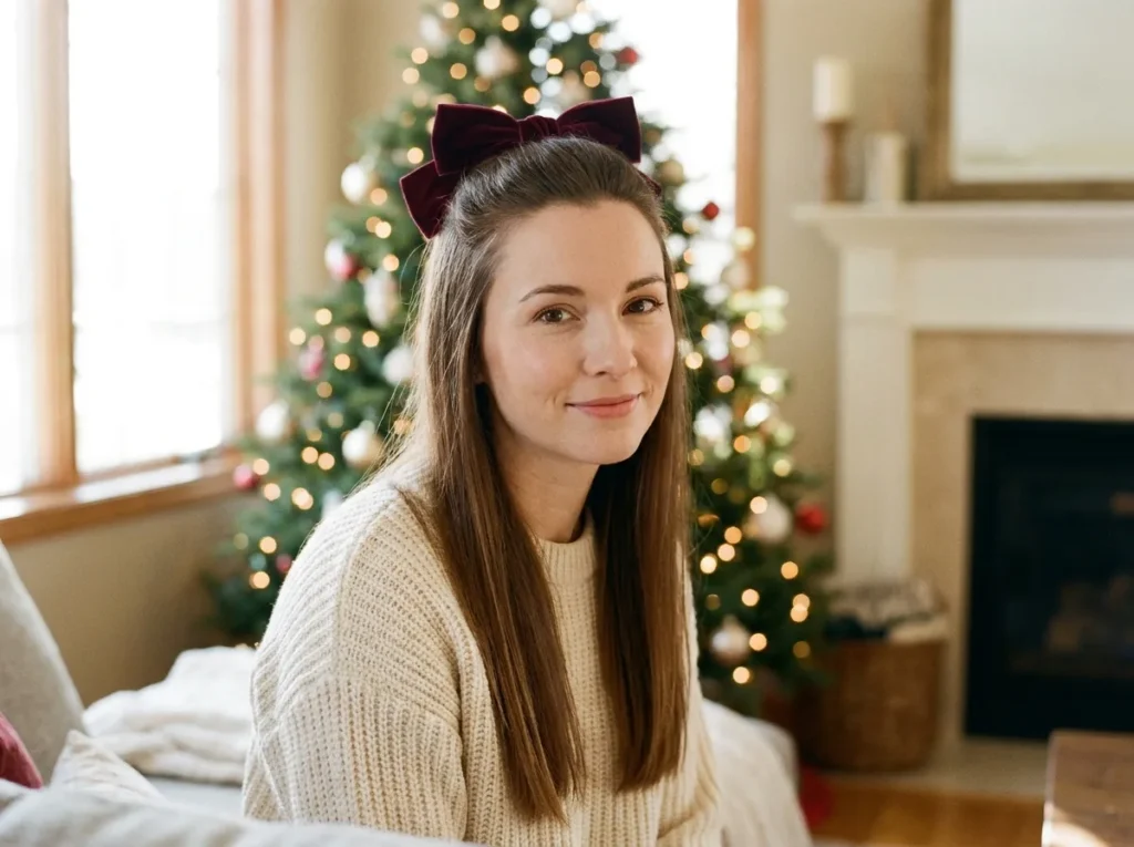 woman smiling with velvet bow 20261027173520